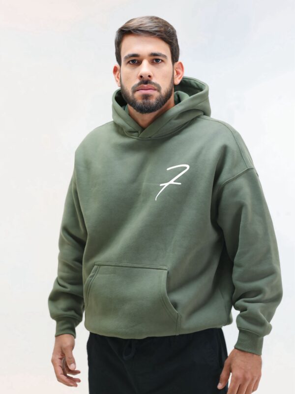 Drop Shoulder Hoodie - Army Green