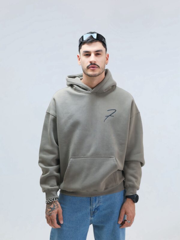Drop Shoulder Hoodie - Olive Green