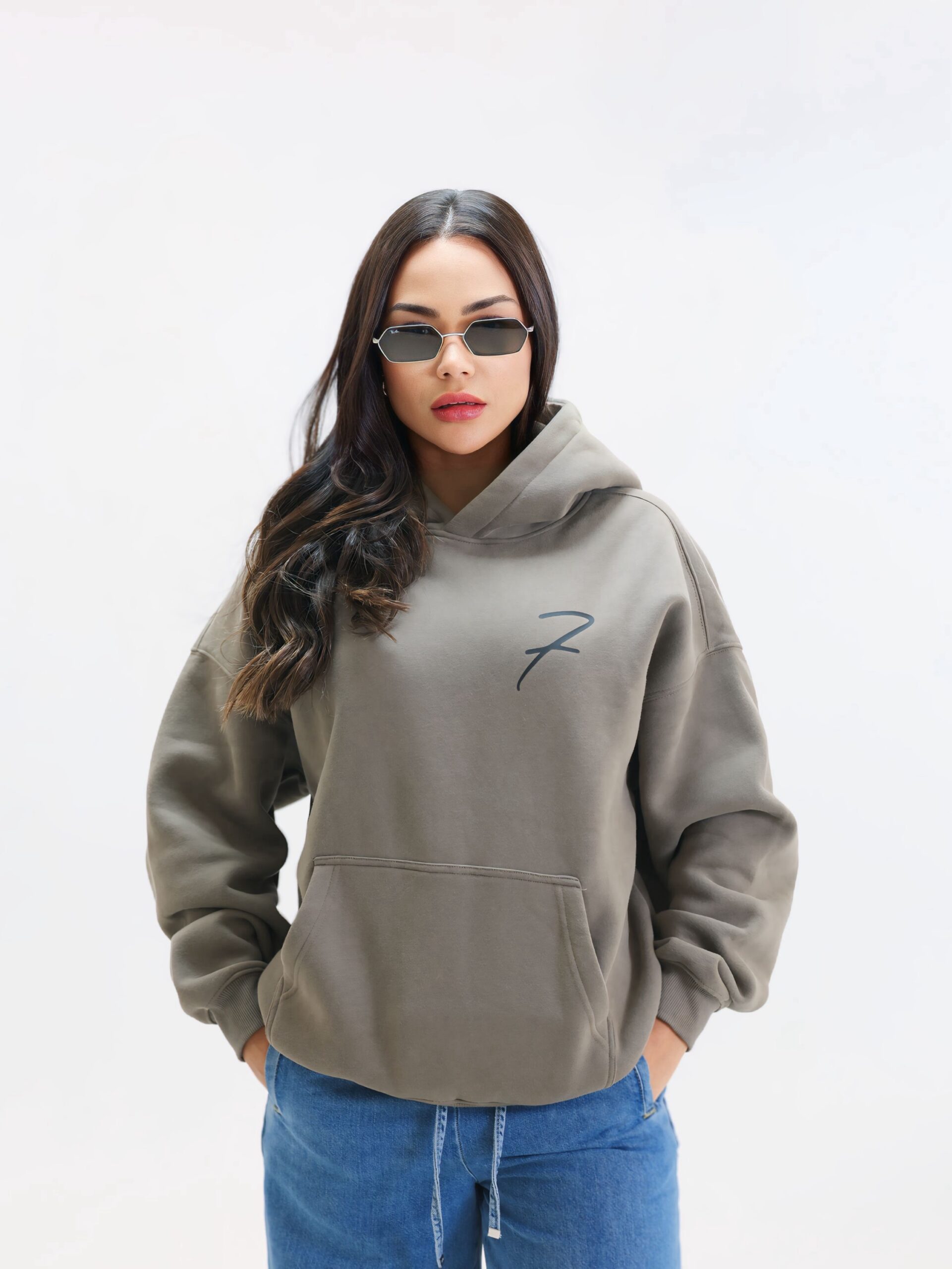Drop Shoulder Hoodie - Olive Green