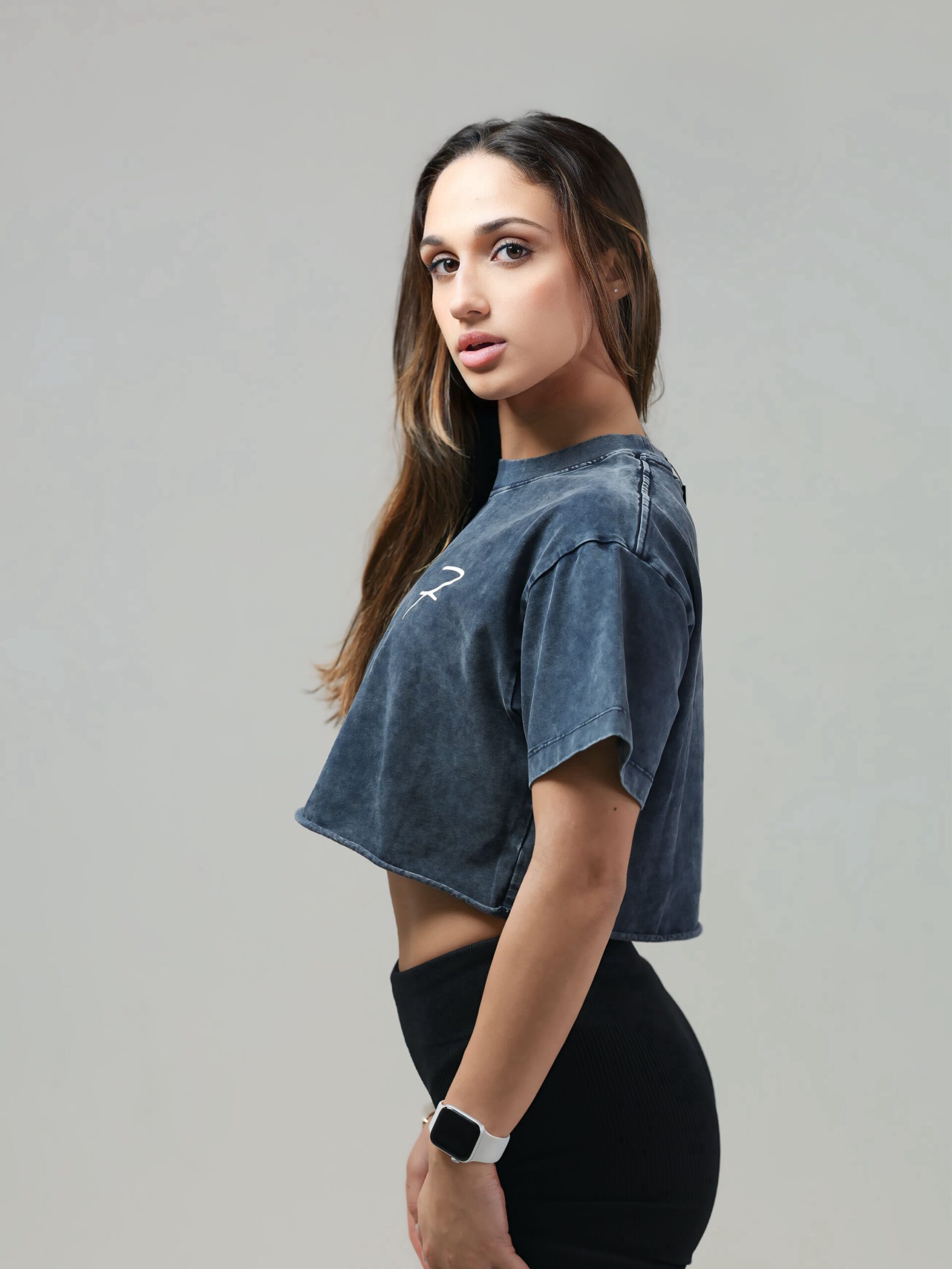 Cropt Top T-shirt - Grafiti Grey