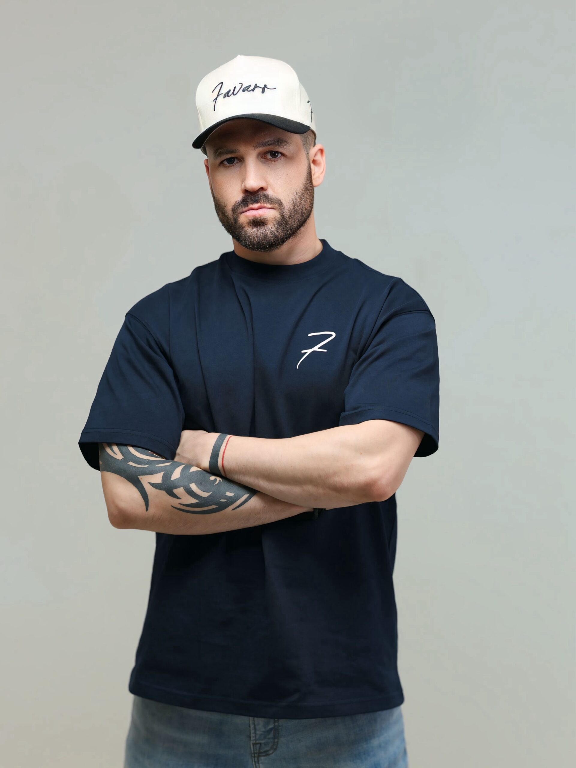 Drop Shoulder T-shirt - Navy Blue