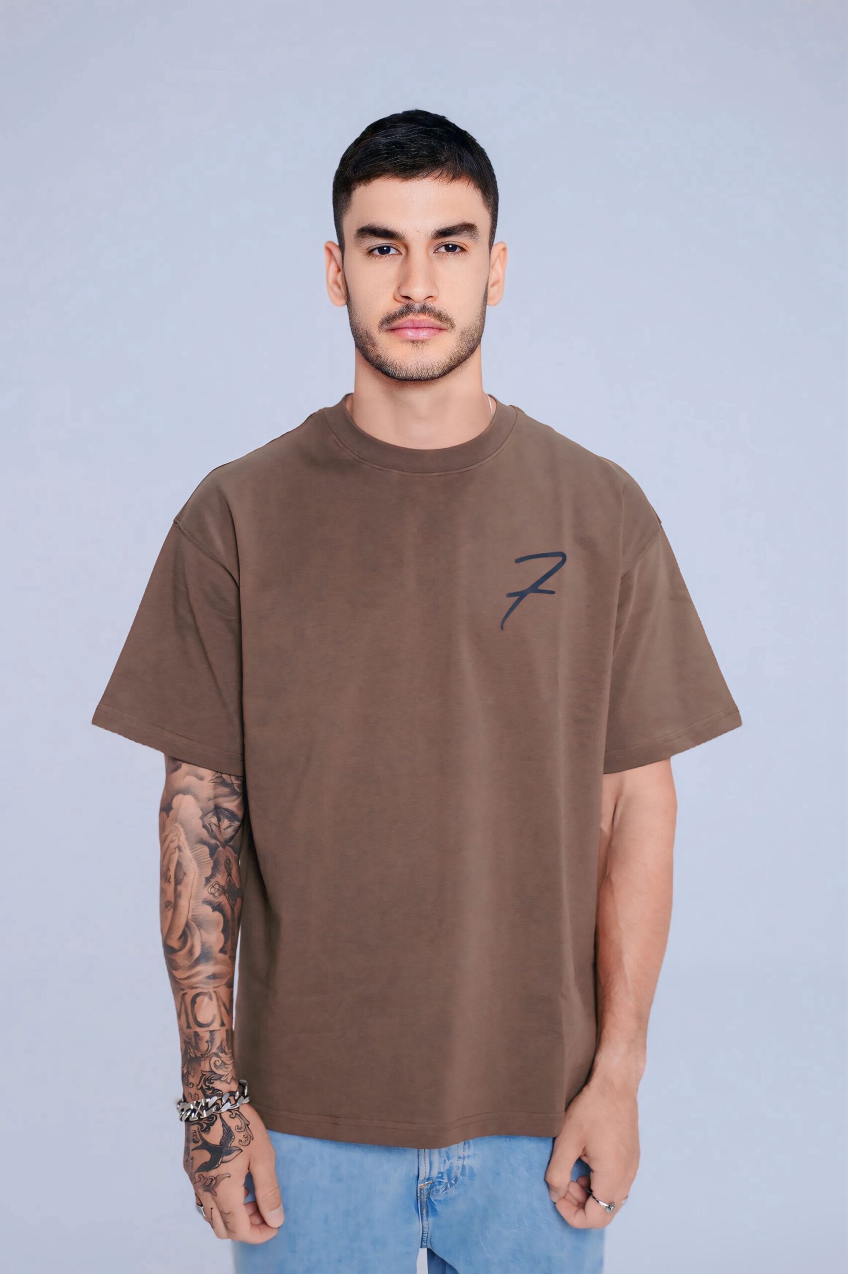 Drop Shoulder T-shirt - Brown