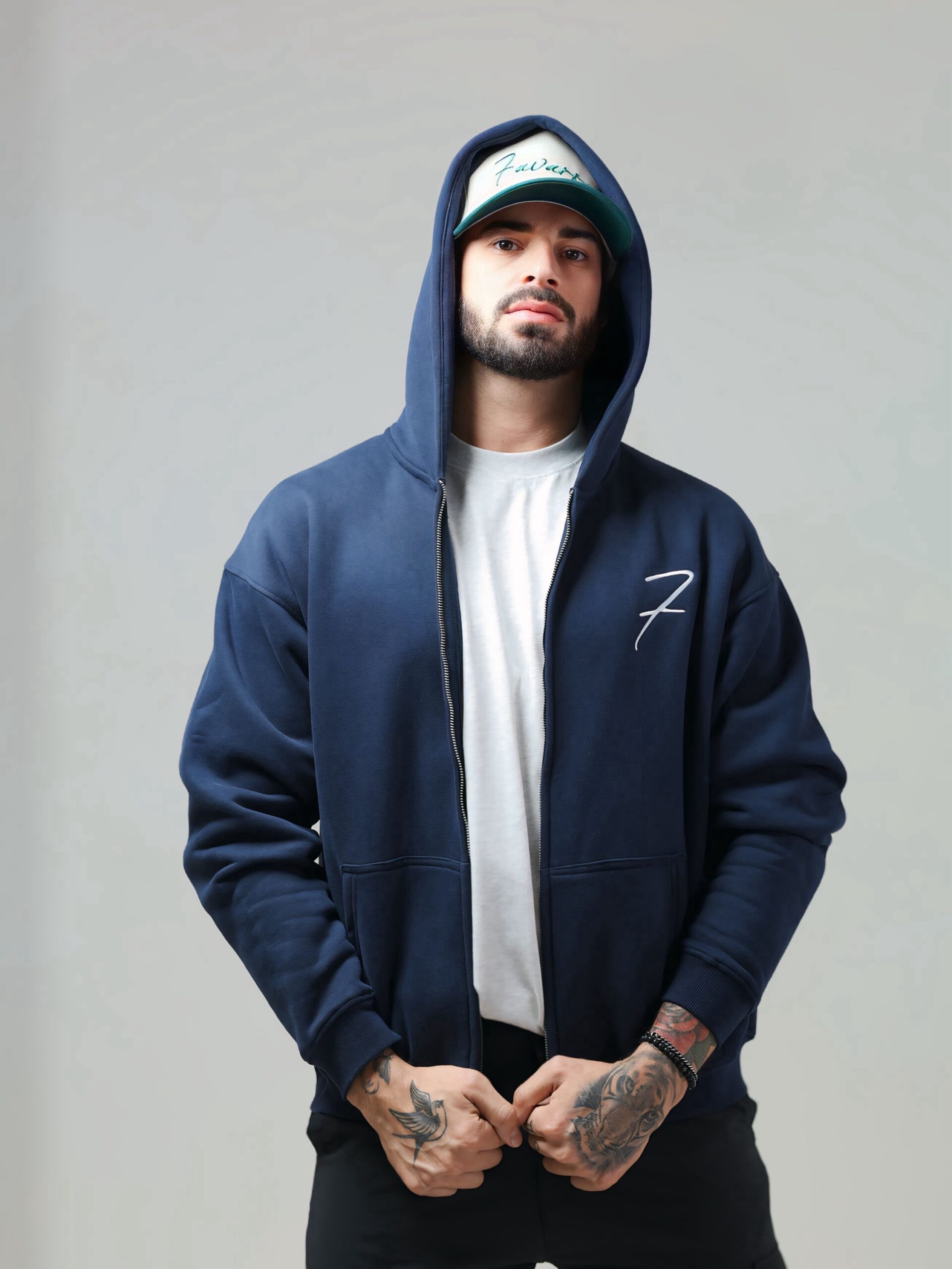 Zipper Hoodie - Navy Blue